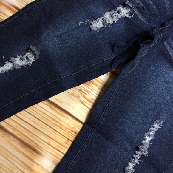 Take 50% off M❤️ Dark Denim Distressed  Jeggings - Picture 2 of 6
